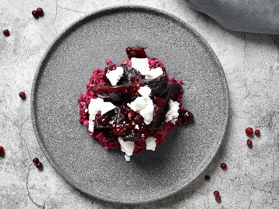 un plat végan betterave