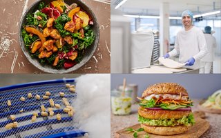 Durch eine selbst entwickelte Fermentationstechnologie entstehen aus Nebenprodukten pflanzliche Protein-Alternativen wie Geschnetzeltes, Nuggets oder Patties.