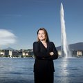 Fabienne Lupo devant le jet d'eau de Genève