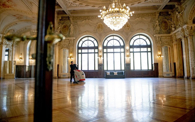 La salle Sandoz du Beau-Rivage Palace, à Lausanne, un emblème de l'histoire.