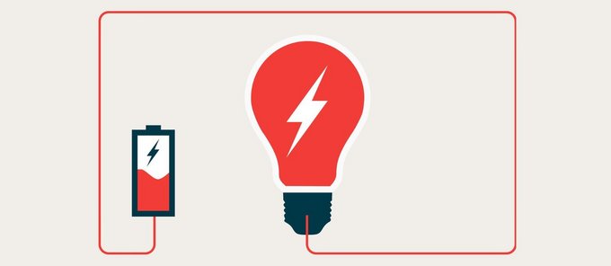 Symbolbild für Energie mit Batterie und Glühbirne