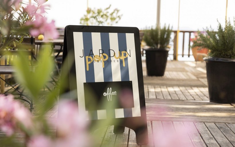 Schild des Jardin Pop-Up-Restaurants