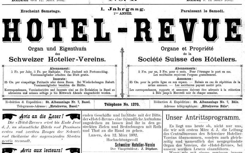 htr hotelrevue aus dem Jahr 1892