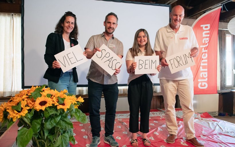 Daniela Heussi, ESAF Co-Geschäftsleiterin, Michael Kumli, Geschäftsführer Baselland Tourismus, Noemi Luchsinger von VISIT Glarnerland, Manuel Rickenbach Verwaltungsratspräsident VISIT Glarnerland